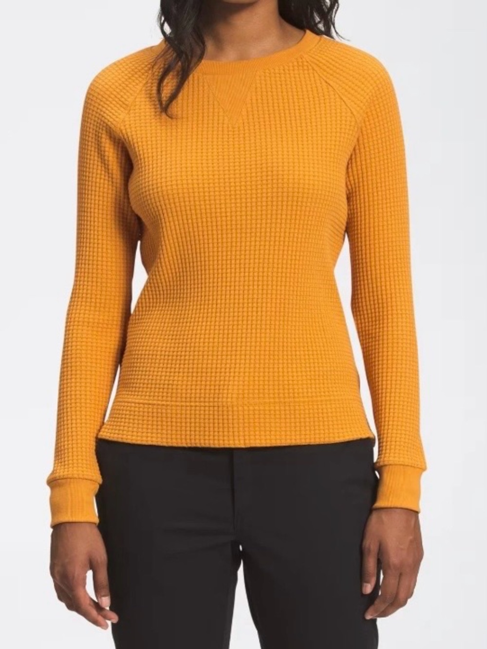 The North Face Women’s Cotton Thick Waffle Knit Thermal Orange Top Size Small